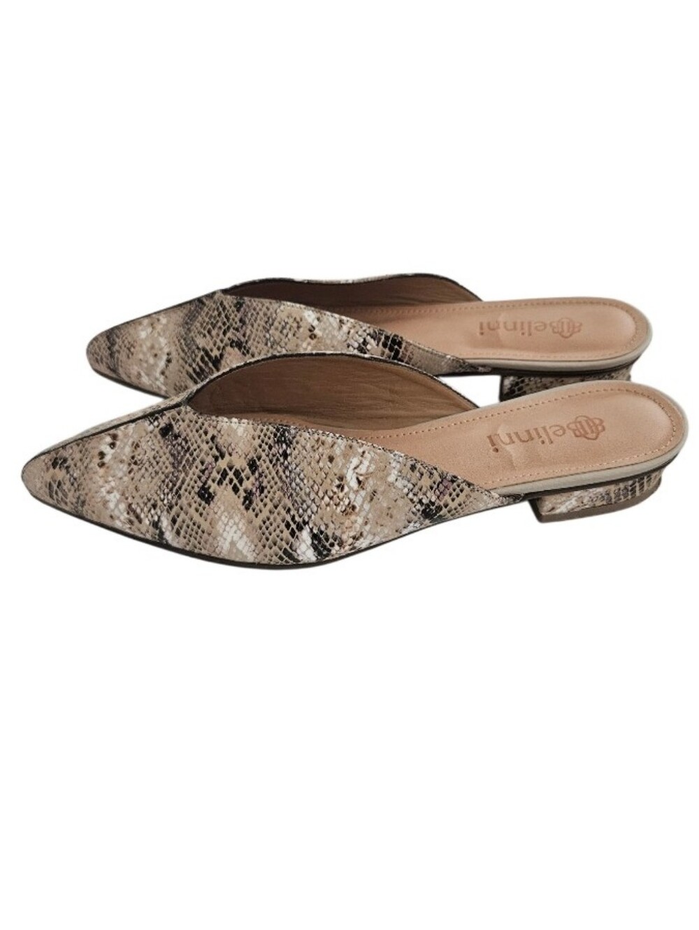 Bellini Beige Snake-Print Pointed Toe Mule - Picture 5 of 9